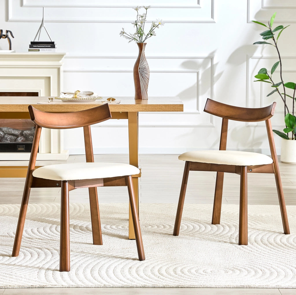 Set di 2 sedie da pranzo con schienale ergonomico; seduta imbottita in legno bianco