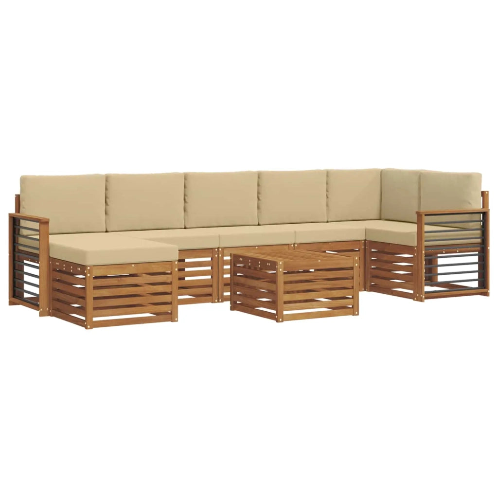 Set divano sezionale con cuscino 8 pcs Naturale e Beige 3375223