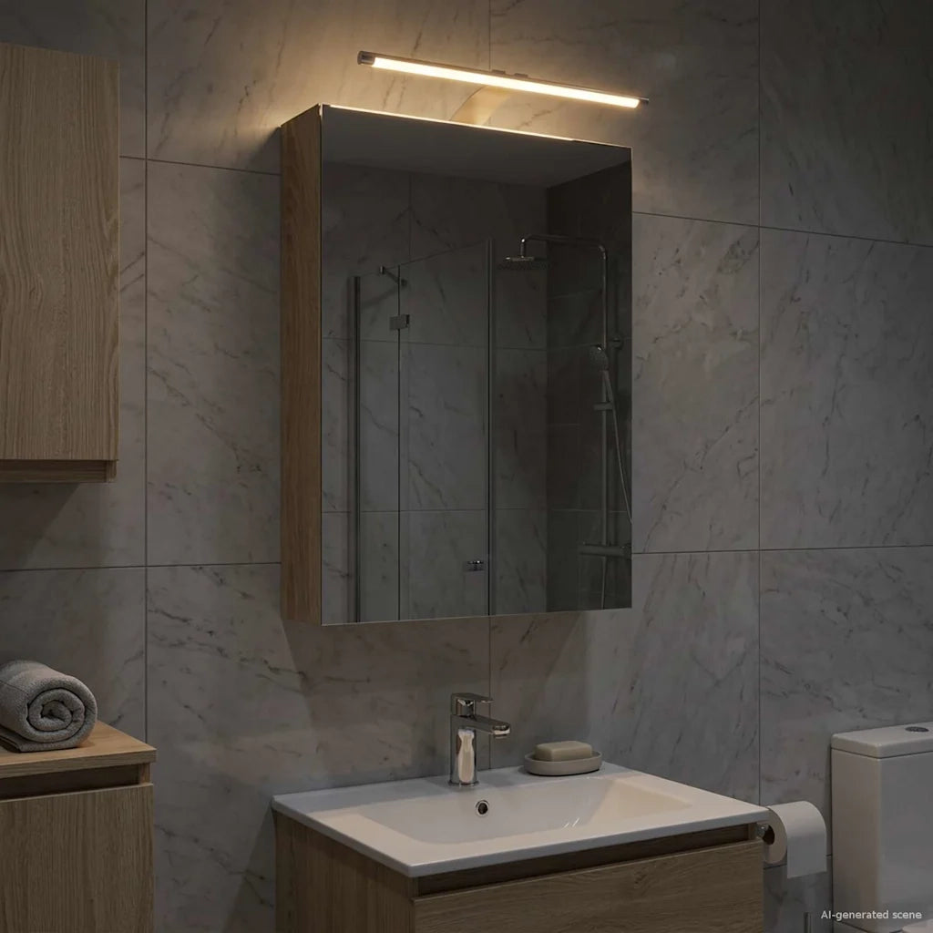 Mobiletto per specchio da bagno con lo scaffale Rovere Sonoma