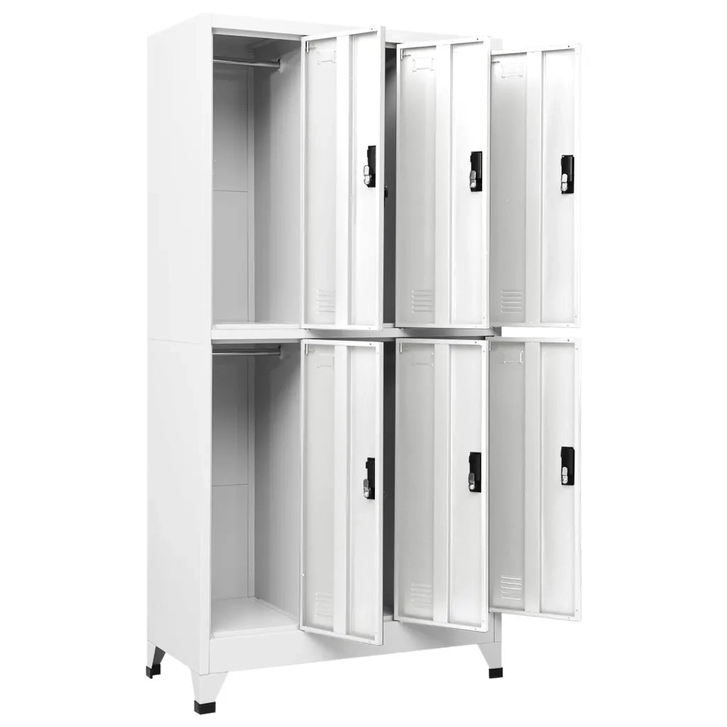 Armadietto da ufficio moderno 90 x 45 x 180 cm con anta con serratura linee pulite acciaio bianco 02_0047010