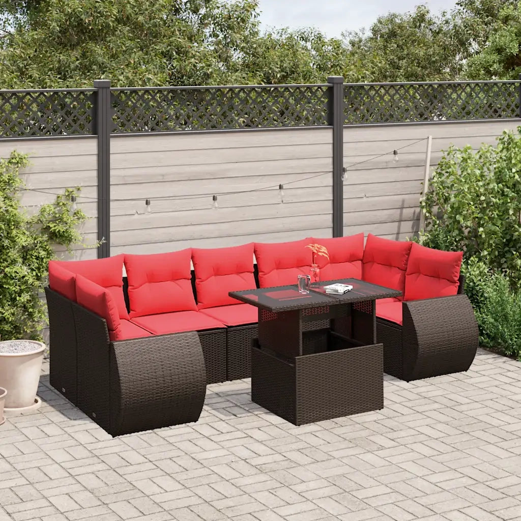 Set Divani da Giardino 8 pz con Cuscini Marrone in Polyrattan 3268414