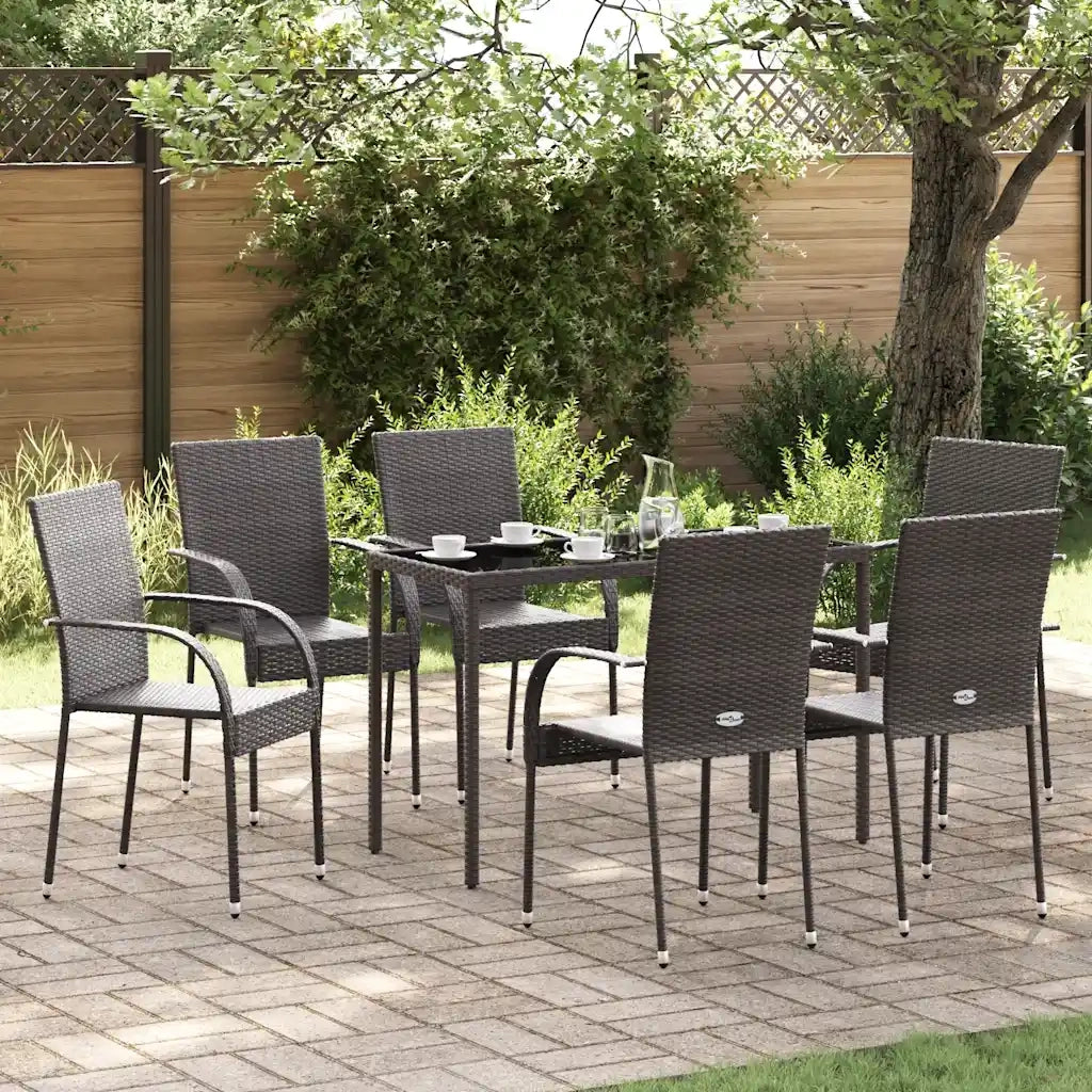 Sedie da Esterno Impilabili 6 pz in Polyrattan Marrone 310086