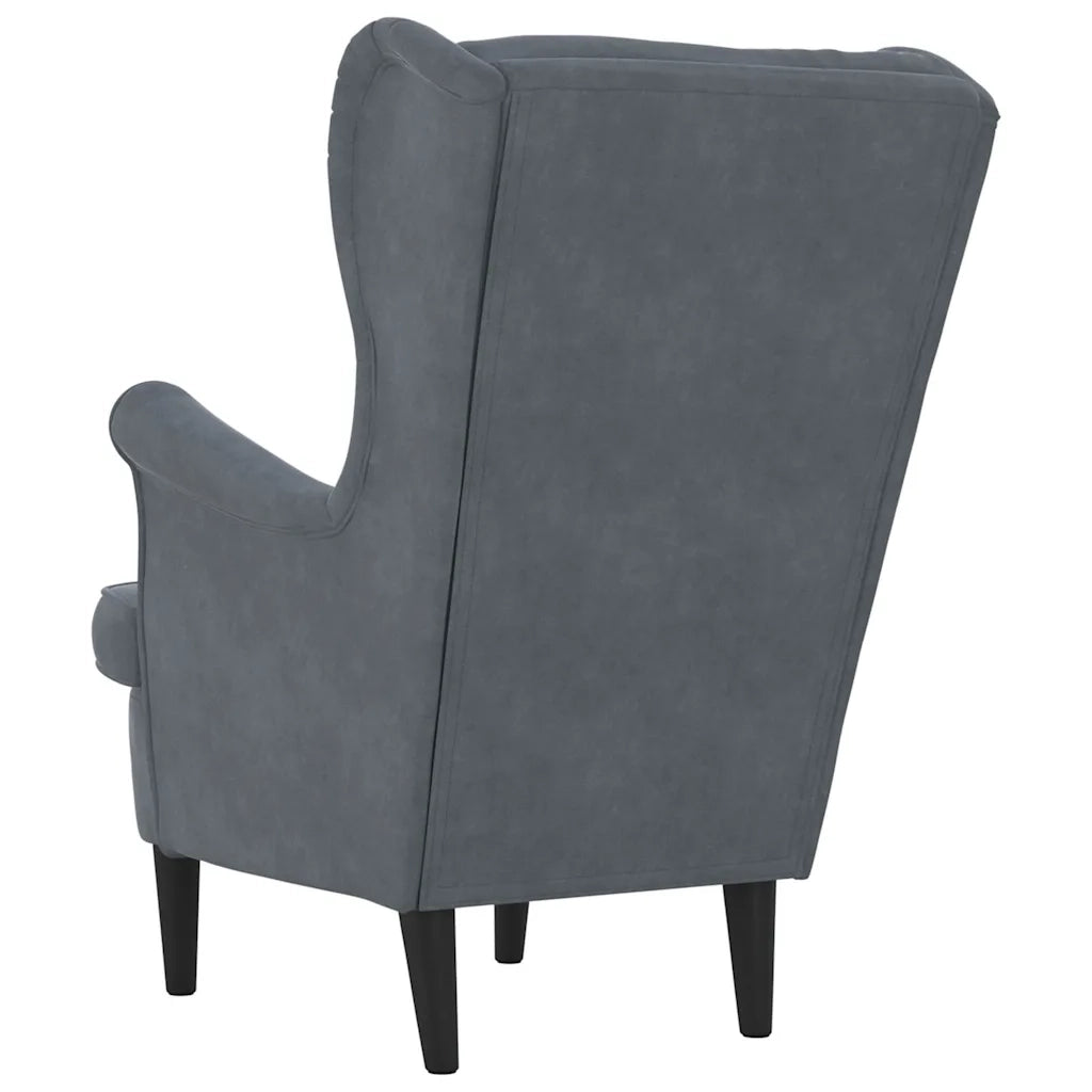 Poltrona-Divano Sedia-Poltroncina Grigio Scuro Velluto 418108