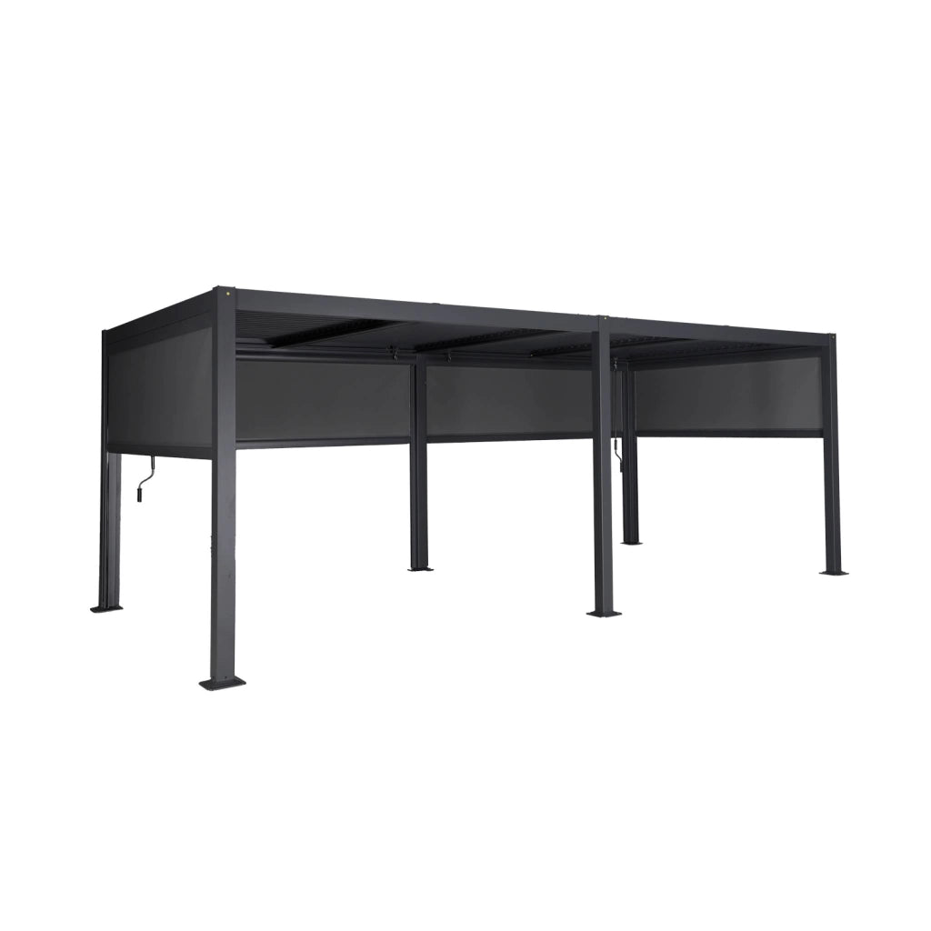 Pergola bioclimatica 3x6m in alluminio e acciaio + 4 tende 3m,
