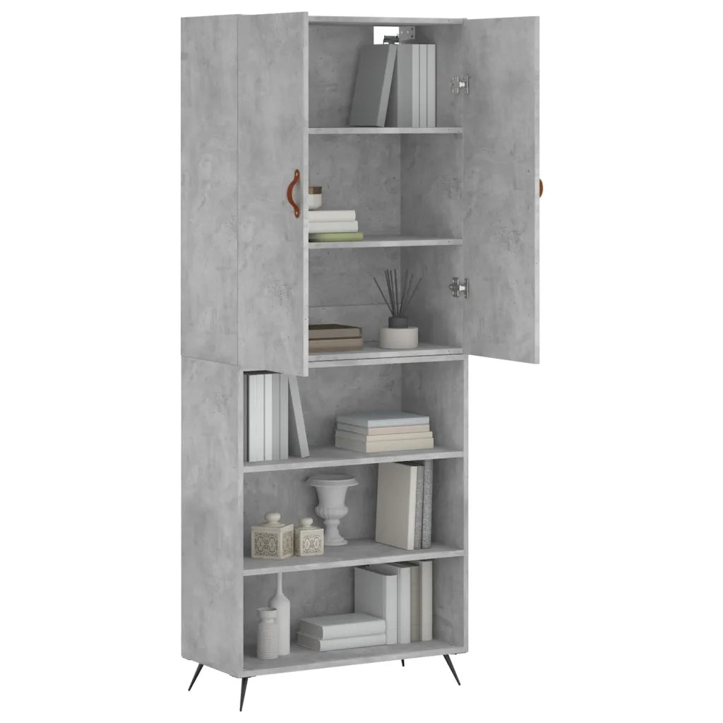 Credenza-Buffet-Armadio da cucina Grigio Cemento 69,5x34x180 cm in Legno Multistrato 522536