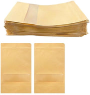 50 confezioni di sacchetti di carta kraft con finestra, 10 x 15 + 3 cm