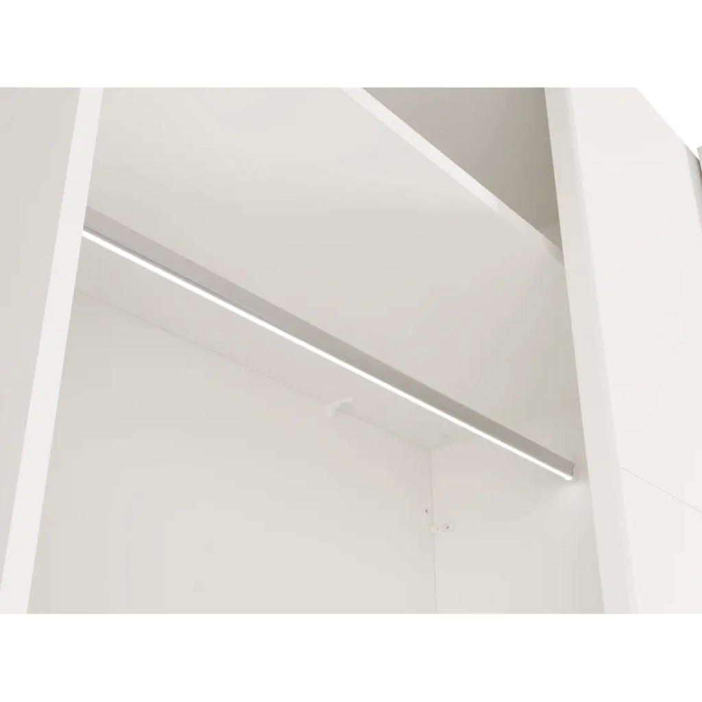 Armadio VENEZIA con cabina armadio aperta LED e specchi bianco opaco 221 cm