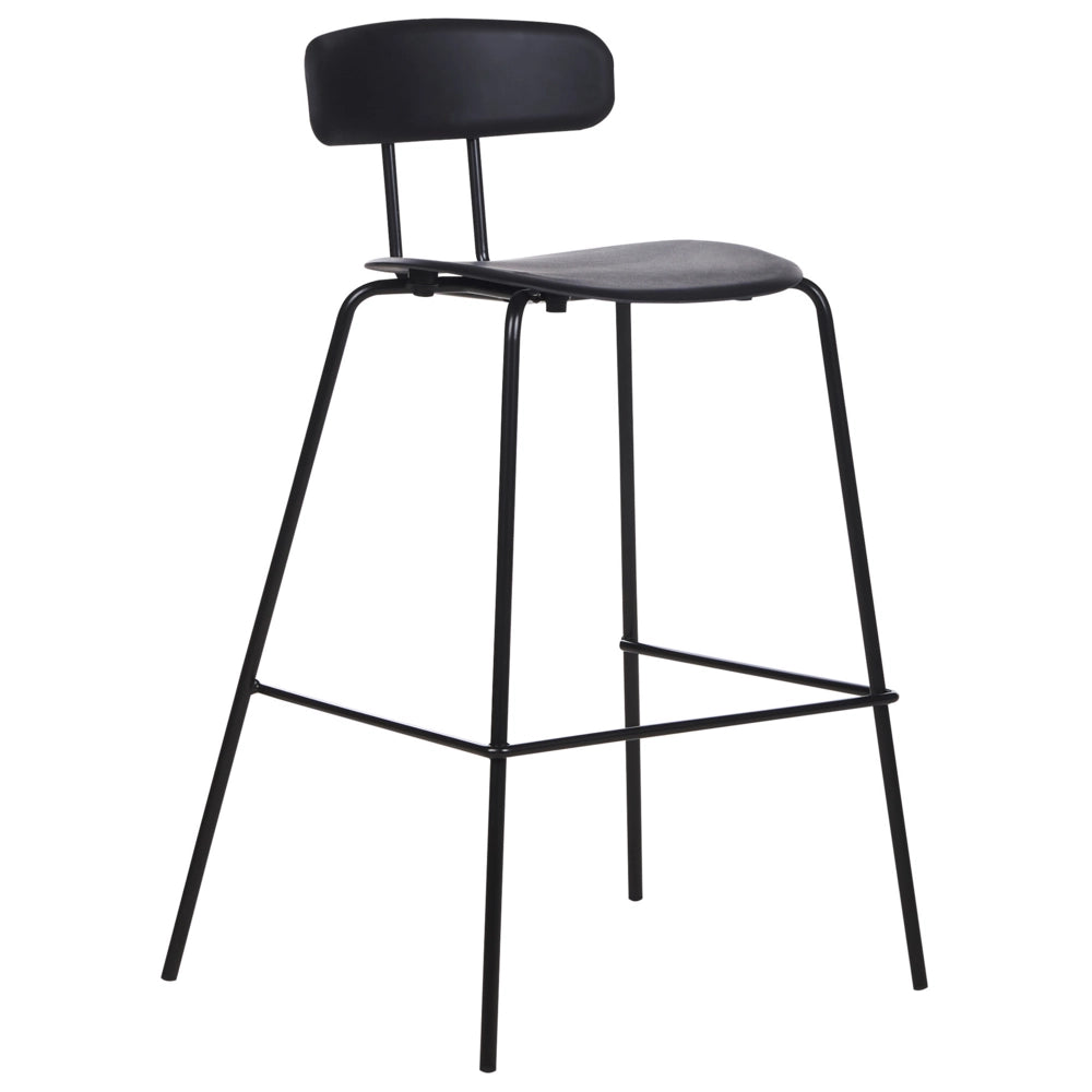 Set di 2 sedie da bar Seduta in plastica nera Sgabelli da bar altezza banco Gambe in metallo