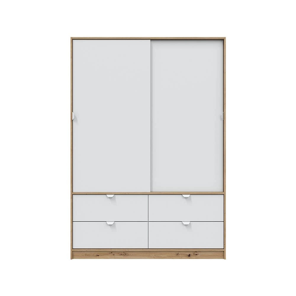 Armadio Camera da Letto Ponna, Guardaroba 2 Ante Appendiabiti, 60x200h cm Marrone Rovere Nodi