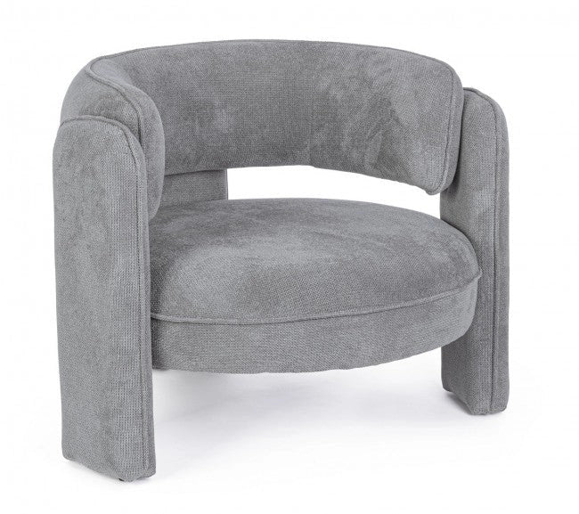 Poltrona Soggiorno 94x88x73 cm Aisha in Tessuto Grigio