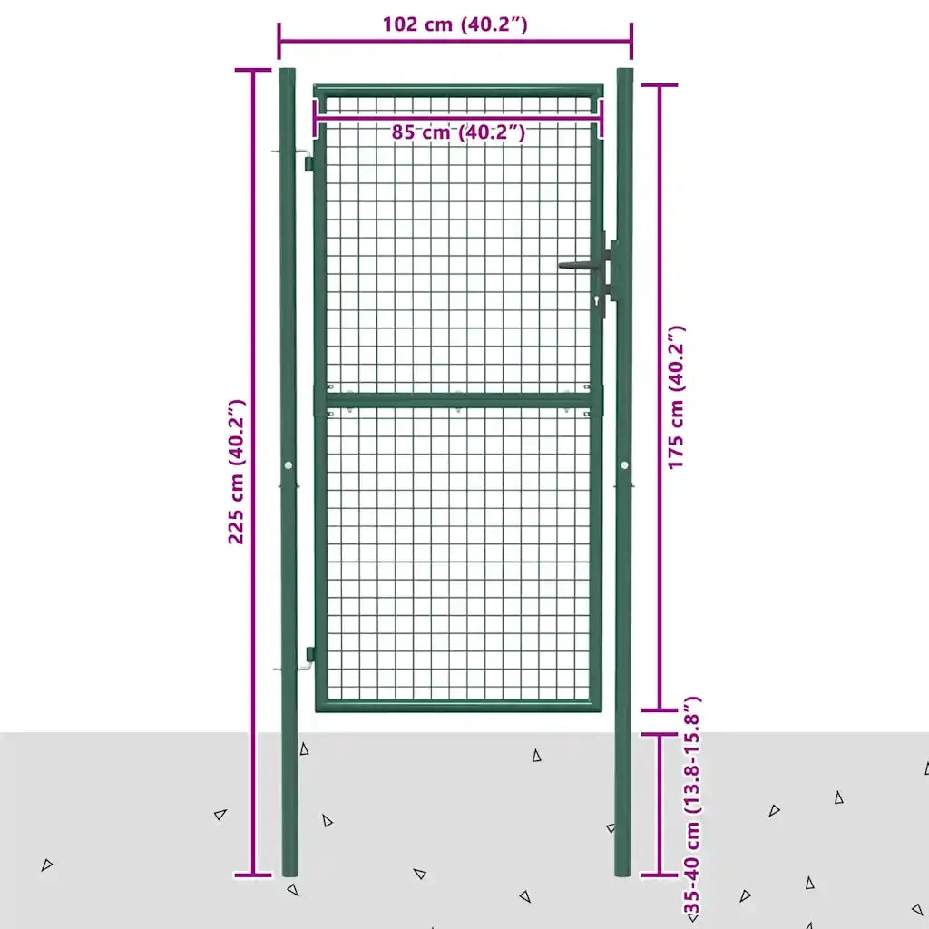 Cancello per Recinzione in Acciaio 100x175 cm Verde 145735