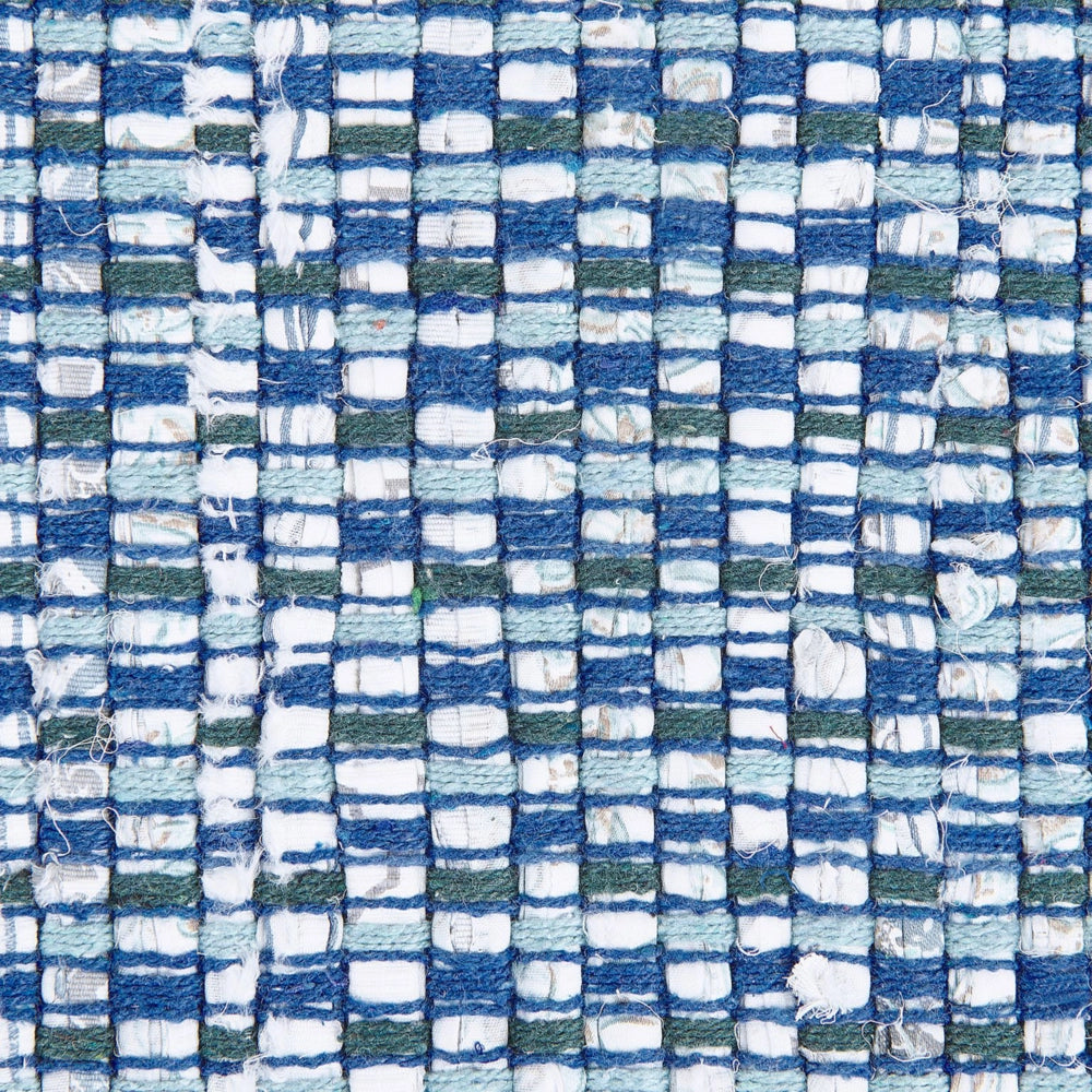 Tappeto blu marino rettangolare in cotone fatto a mano 80 x 150 cm stile boho eclettico