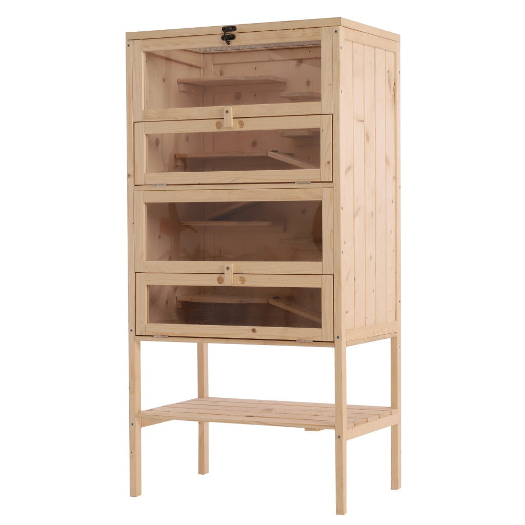 Gabbia per Criceti e Porcellini d'India in Legno Massello con Ripiani e Rampe ¨C zephmum ¨C 60x40x120cm