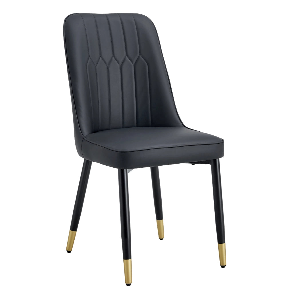 Sedia da Pranzo con Schienale Ergonomico e Gambe Antiscivolo, in Metallo e PU, Nero