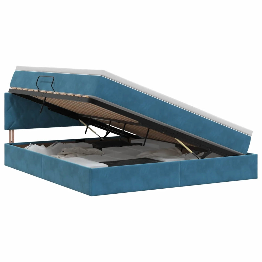Letto con Contenitore Blu Scuro 160 x 200 cm Velluto 3458881