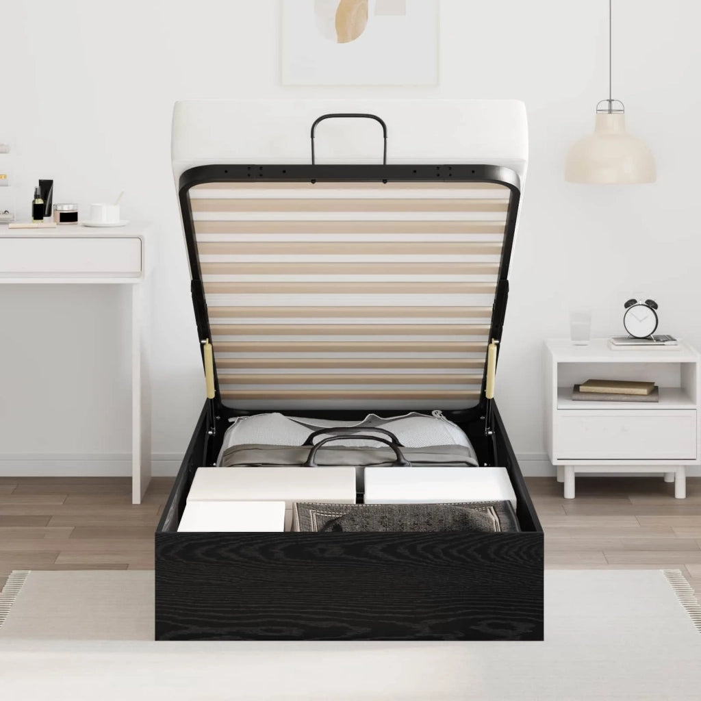 Letto ottomano Rovere Nero 193 x 120 x 25 cm Truciolare