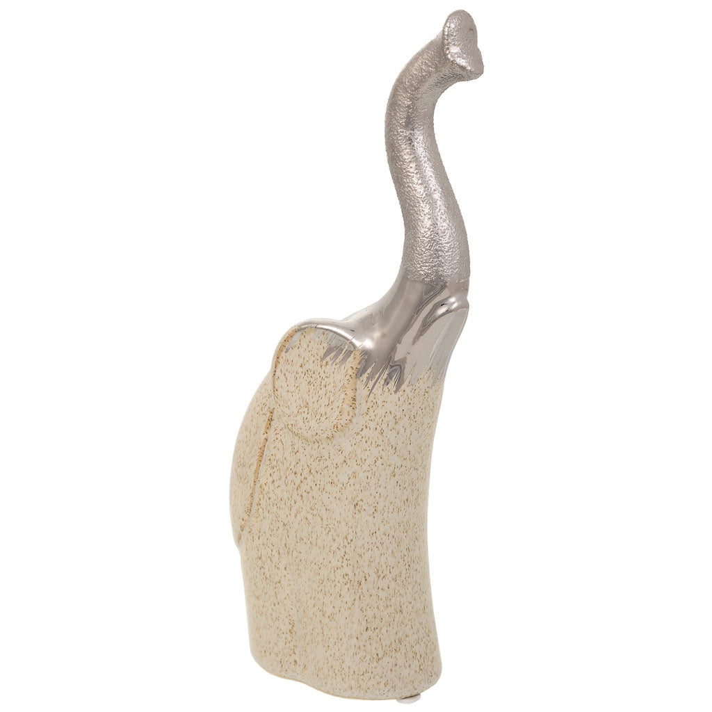 Elefante decoro ceramica argento 11,5x7x28h