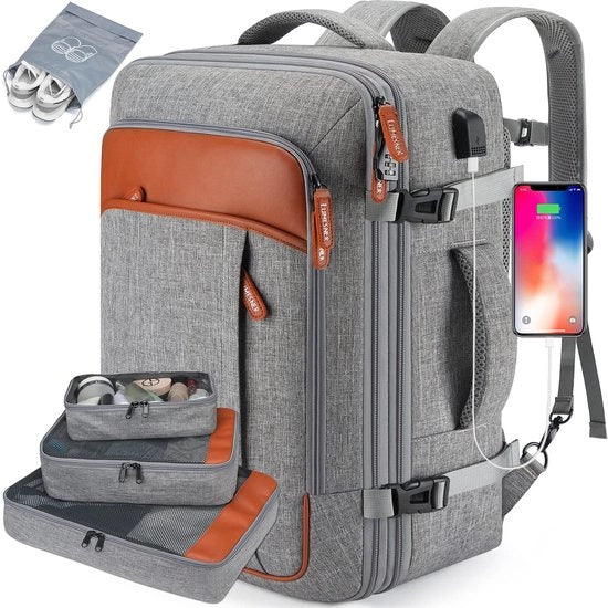 Borsa da viaggio extra grande 40L, approvata per le imprese aeree, borsa da viaggio espandibile per uomini e donne con 4 tasche interne, borsa da viaggio impermeabile
