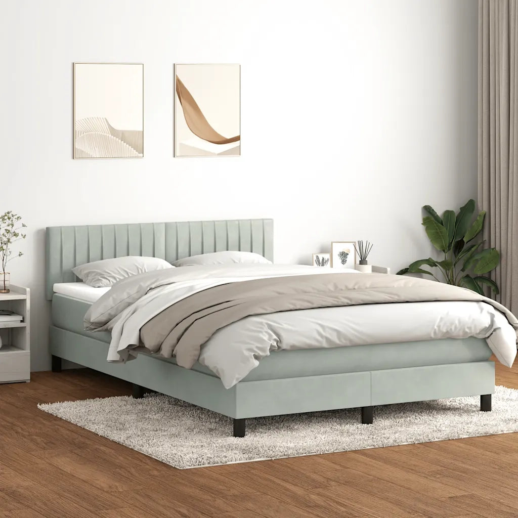 Letto a Molle con Materasso e LED Grigio Chiaro 160x210cm Velluto 3317079