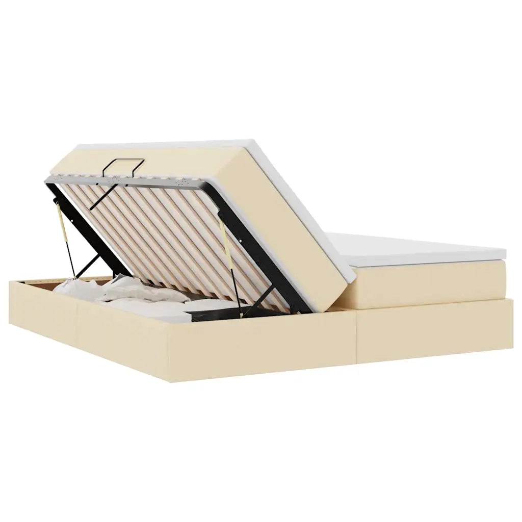 Letto con contenitore e materasso Crema 180 x 200 cm Poliestere