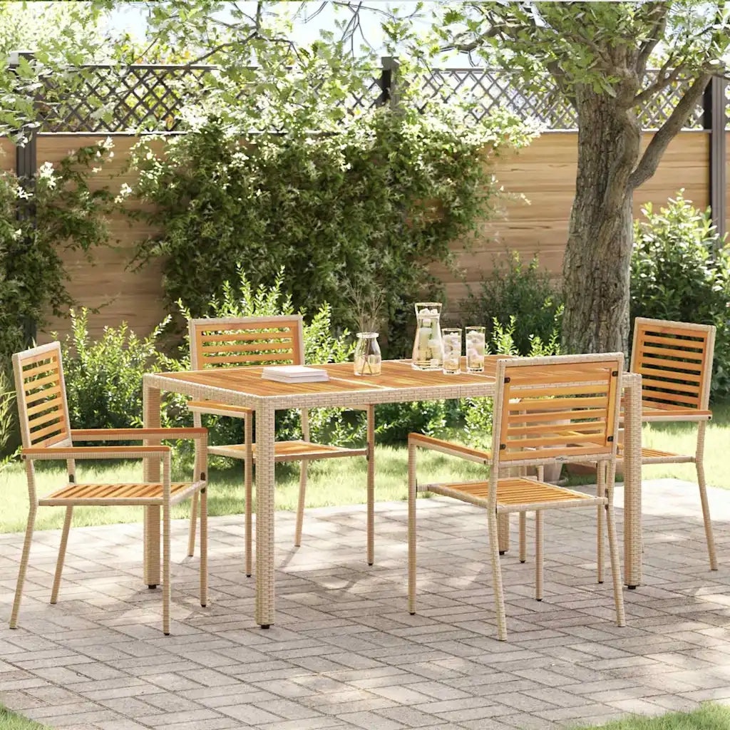 Sedie impilabili da giardino 4 pz | Sedie da Esterno Marrone e Beige