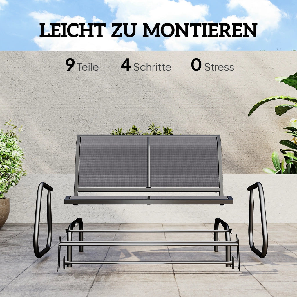 Panchina da giardino a dondolo ¨C zephmum ¨C 120x70x85 cm grigio metallo 2 posti