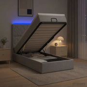 Letto Ottomano con Materasso e LED Grigio Chiaro 90 x 200 cm 3458124