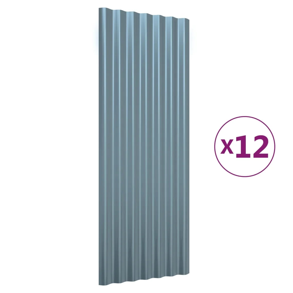 Pannelli Tetto 12pz Acciaio Zincato Grigi 100x36cm 319143