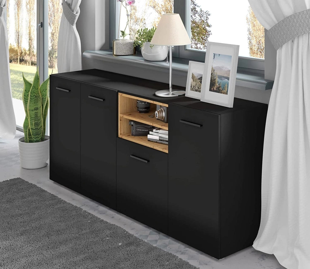 CASSETTIERA SOGGIORNO TV ANETTE DYNAMIC 24 151x44x86cm NERO OPACO ROVERE
