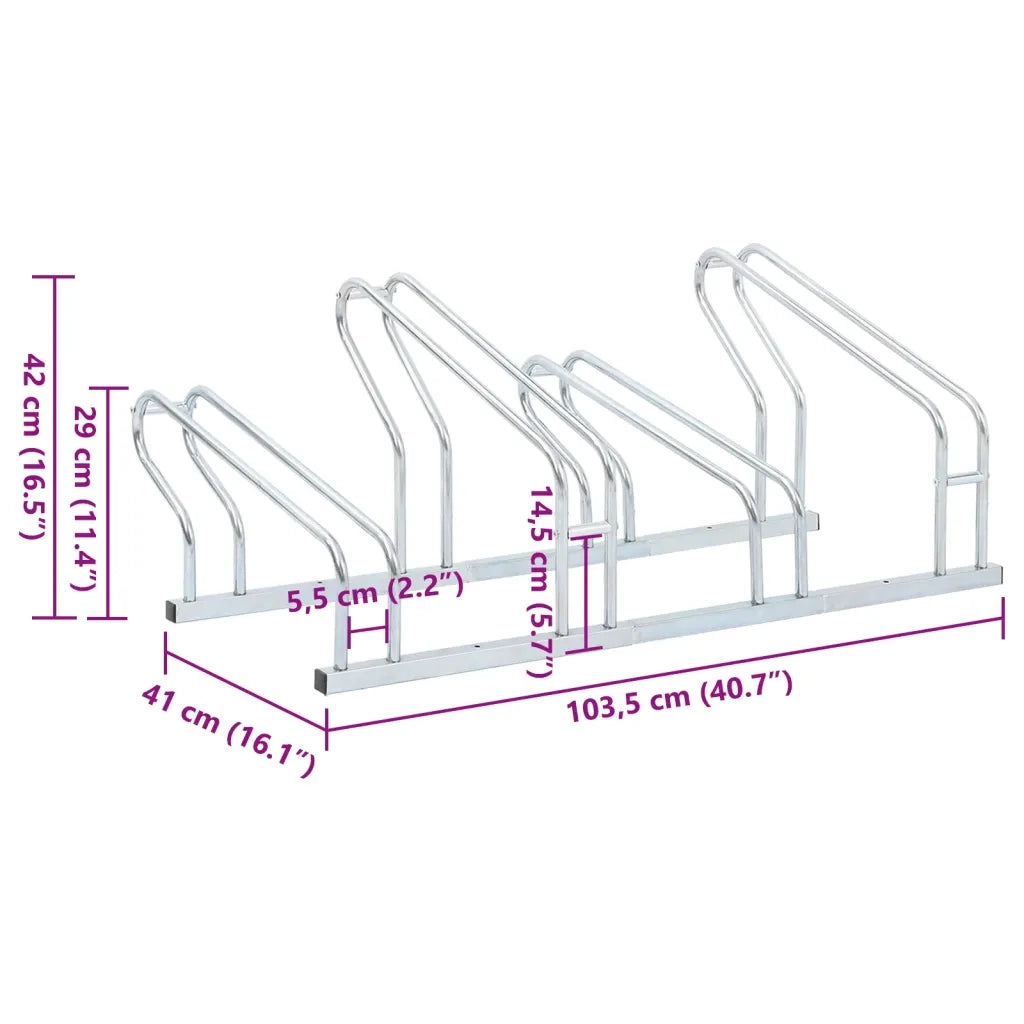 Supporto per 4 Bici da Pavimento Autoportante Acciaio Zincato CFW6296452