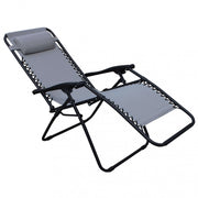 Sedia Sdraio Zero Gravity Reclinabile Pieghevole 88x65x110 h cm in Acciaio e Textilene Grigio Chiaro