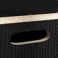 Box Jump Pliometrico a 3 Altezze in Legno Antiscivolo, 61-51-41cm, Nero