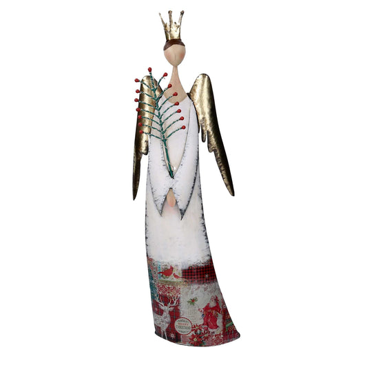 Angelo metallo con albero bianco cm 32,4x12,1xh72,4