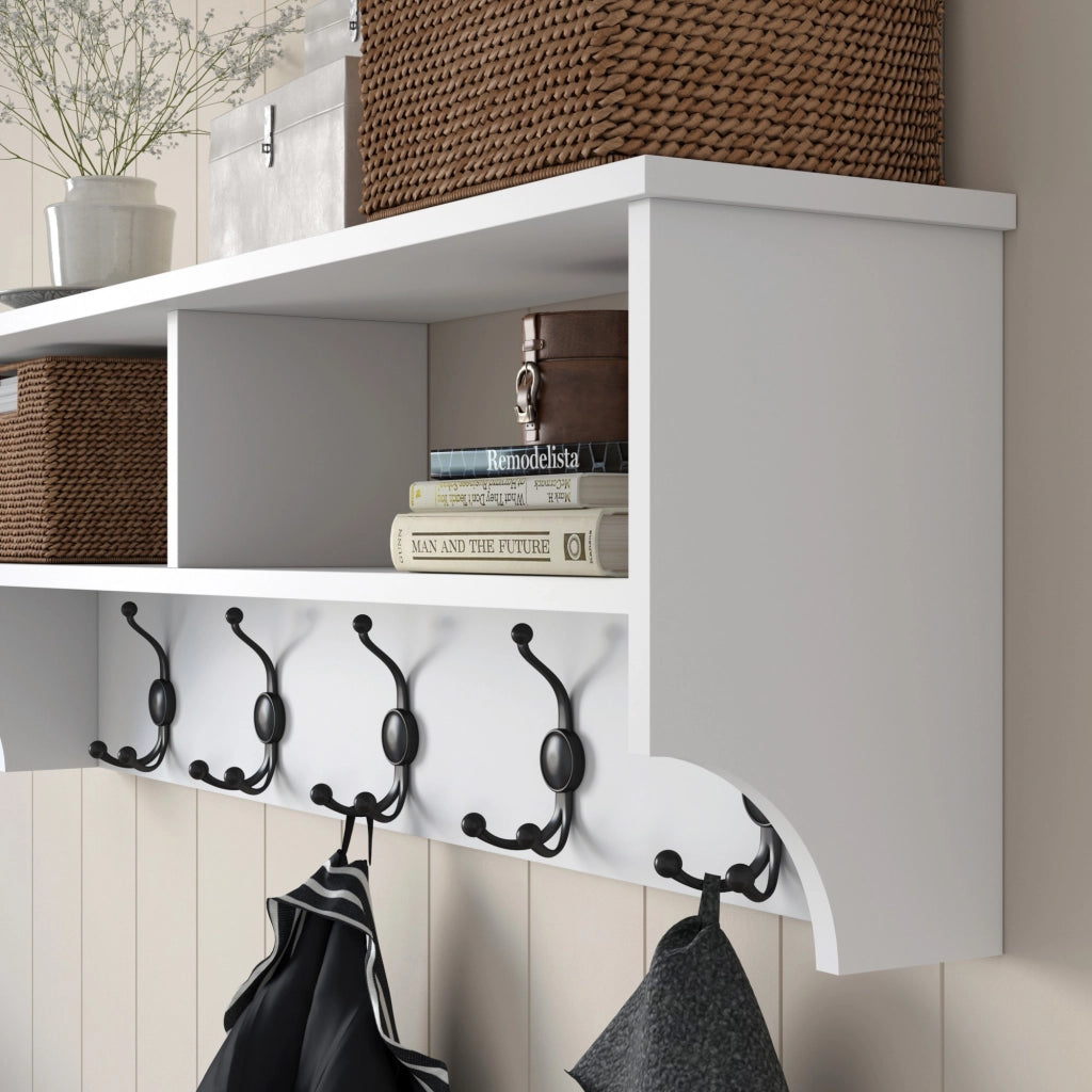Appendiabiti in legno "Pino" - 120 x 22 x 37 cm - Bianco
