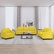 Set di Divani 3 pz con Cuscini Giallo Chiaro in Tessuto