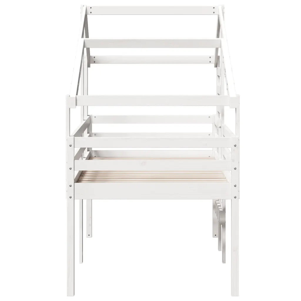 Letto a Soppalco con Tetto Bianco 75x190 cm in Legno di Pino 3281984