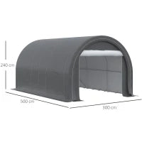 Tendone da Giardino per Auto e Attrezzi con Ingresso a Cerniera, Picchetti e Funi, 500x300x240 cm