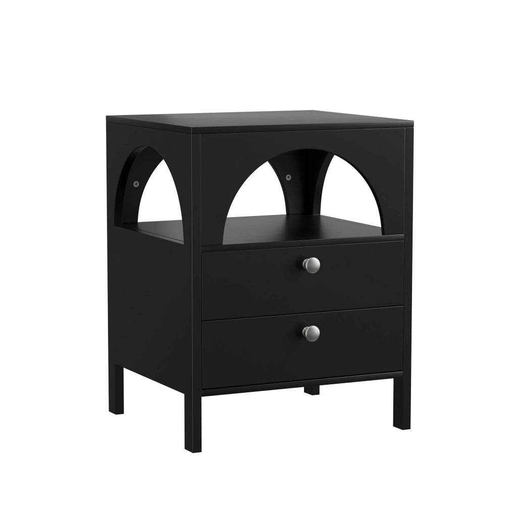 Comodino nero 45 x 40 x 58 cm - 2 cassetti