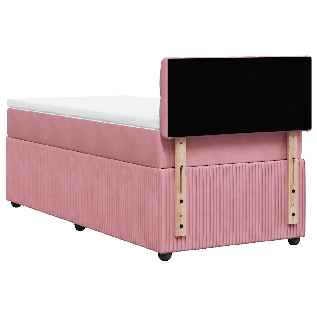 Giroletto a Molle con Materasso Rosa 90x190 cm in Velluto
