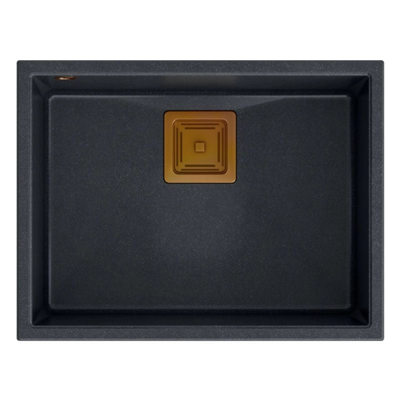 Lavello In Granito David 50 Black Metallic Tappo acciaio