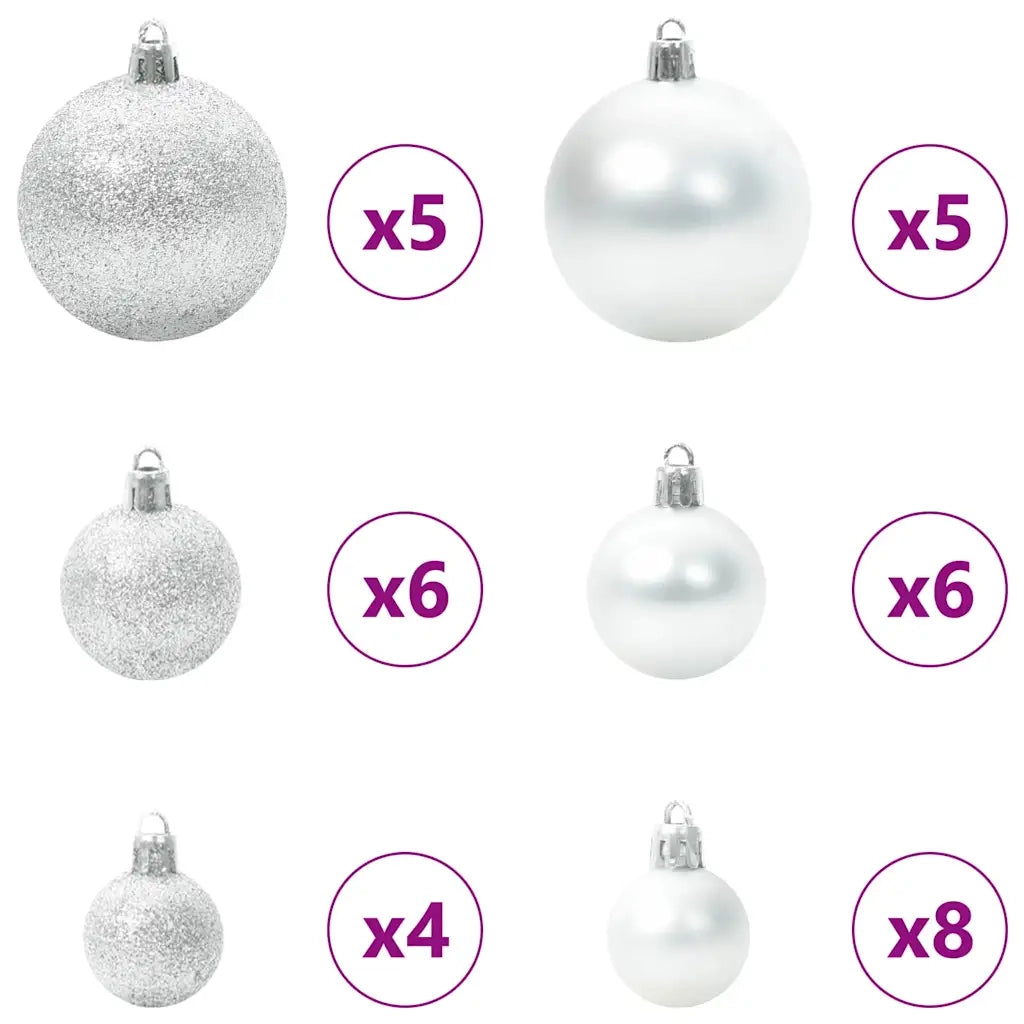 Set di Palle di Natale con 150 LED 61 pz Argento Plastica CFW5365126