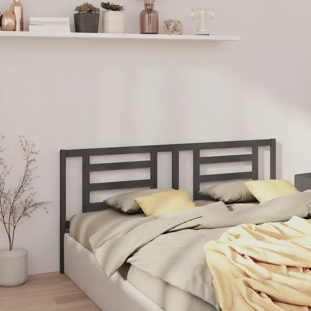 Testiera | Testata per Letto Grigia 206x4x100cm in Legno Massello di Pino