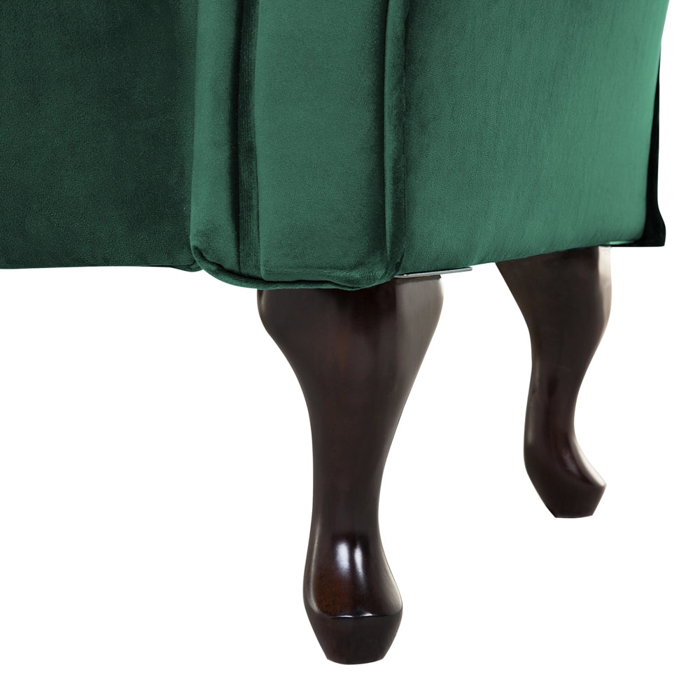 Chaise longue Velluto Verde Scuro Bottone trapuntato Tappezzeria versione destra con Cuscino