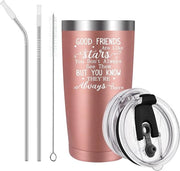 Regali per migliori amiche, dono di compleanno per donne, amiche, colleghe, tazza con frase - Buone amiche sono come stelle - 600 ml tazza a doppio strato per portare con sé, tazza per campeggio