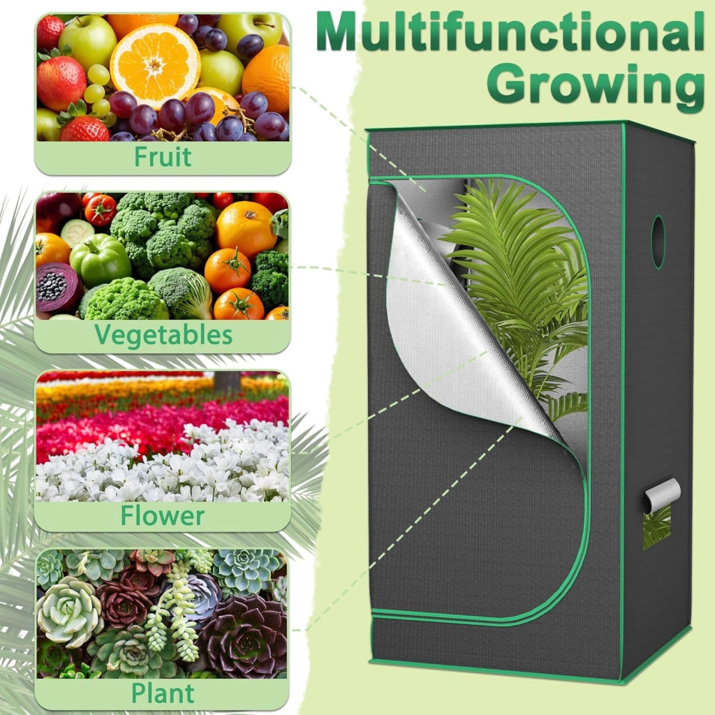 Grow Tent 80 x 80 x 160 cm Grow Tent con Mylar riflettente, impermeabile, tenda da allevamento, serra per piante e spazi