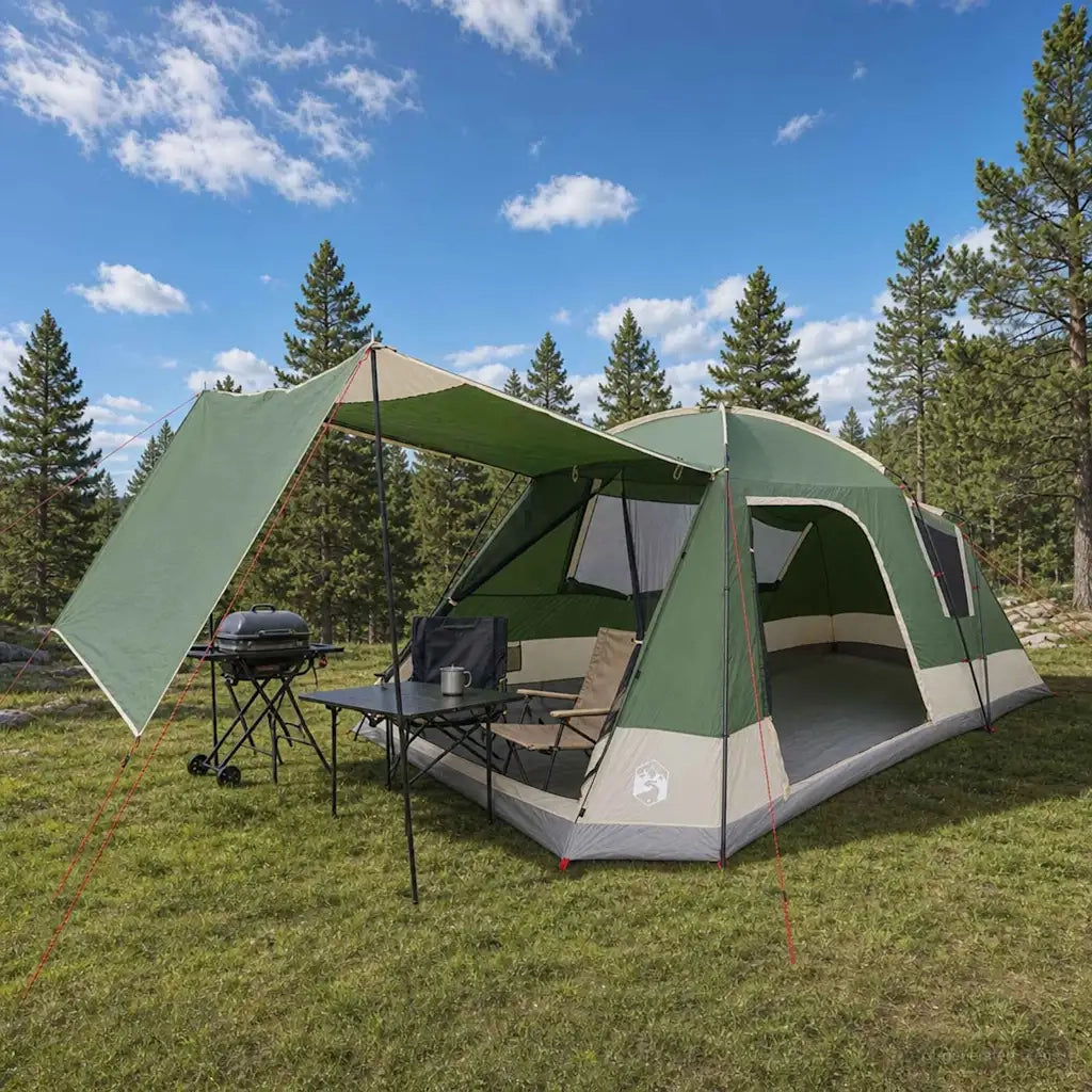Tenda Capanna con tetto Verde 12-Persone Poliestere e Acciaio 42028571