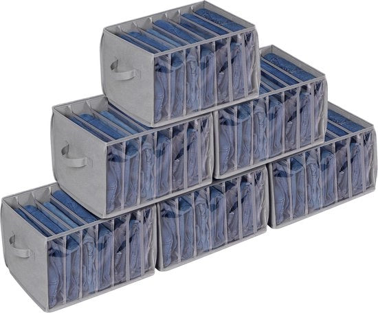 Organizzatore di abbigliamento a 6 pacchi, 42 x 30 x 25 cm, 7 contenitori, sistema di organizzazione di carico con finestra trasparente, cassetti di archiviazione per abbigliamento