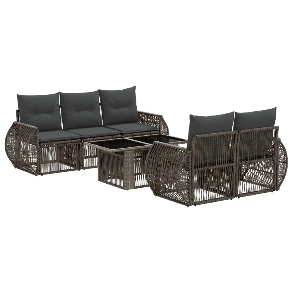 Set Divano da Giardino 6 pz Grigio e Grigio Scuro polyrattan 3436898