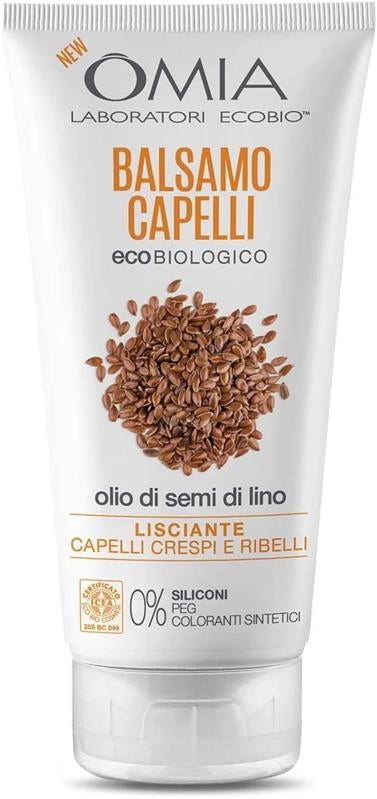 OMIA BALSAMO CAPELLI ECO BIO CON OLIO DI SEMI DI LINO PER CAPELLI CRESPI LISCIANTE E DISCIPLINANTE DA 180 ML