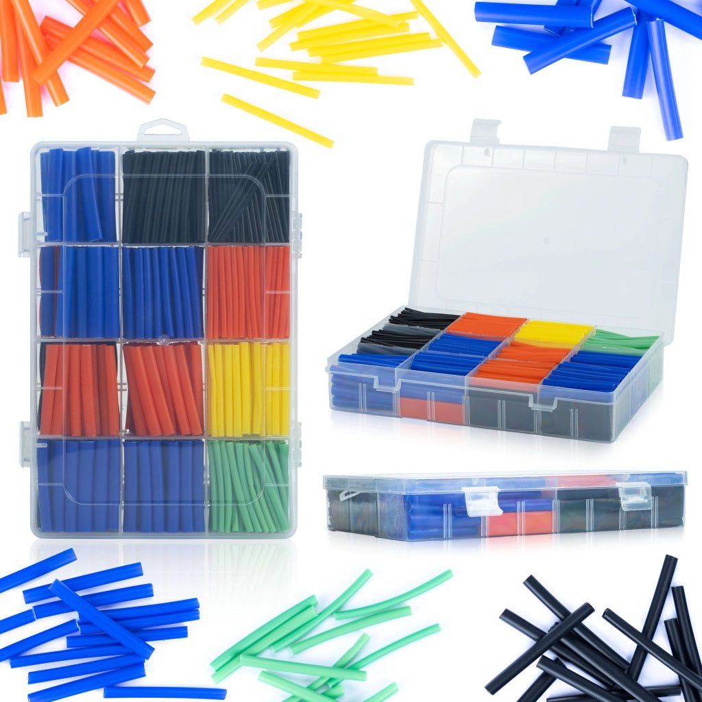 Set di Tubetti Termorestringenti Rosfix – 580 Pezzi | Poliolefina, 8 Dimensioni, 5 Colori